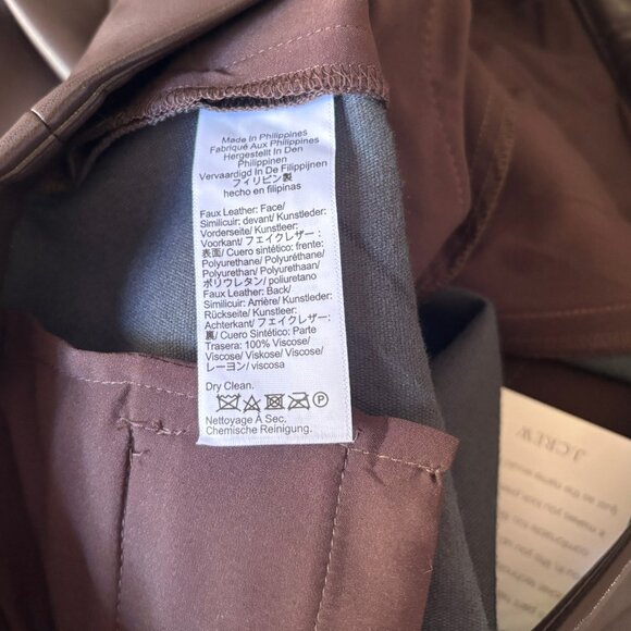 J. Crew Kate Brown Faux Leather	Straight Leg Pants - Size 8 - New with Tags - Picture 5 of 5